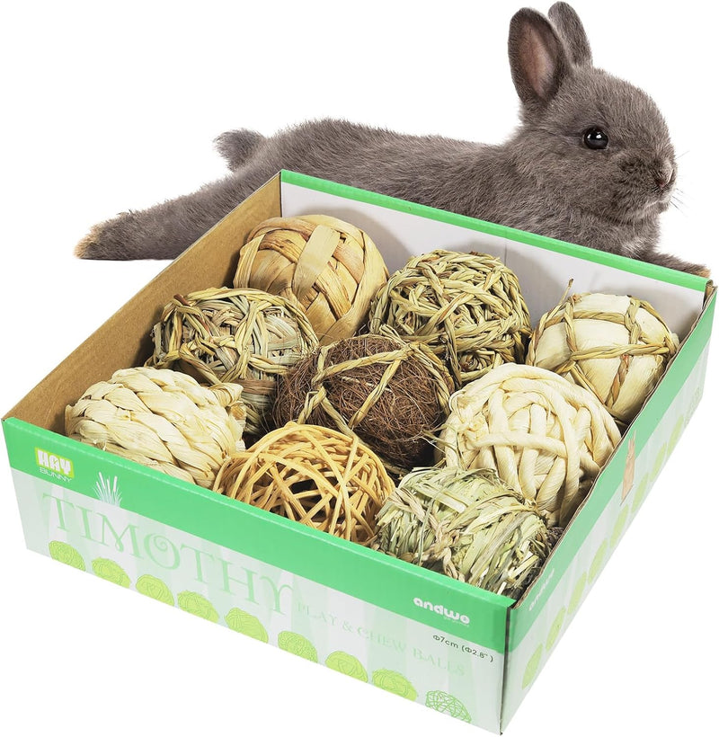 andwe Small Animals Play Activity Balls Rolling Chew Toys – Essentials for Small Pets - Pack of 9