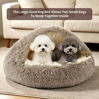 Hooded Donut Dog Bed – Essentials for Dogs - BeigeBrown / Medium 23.6'' - image 3