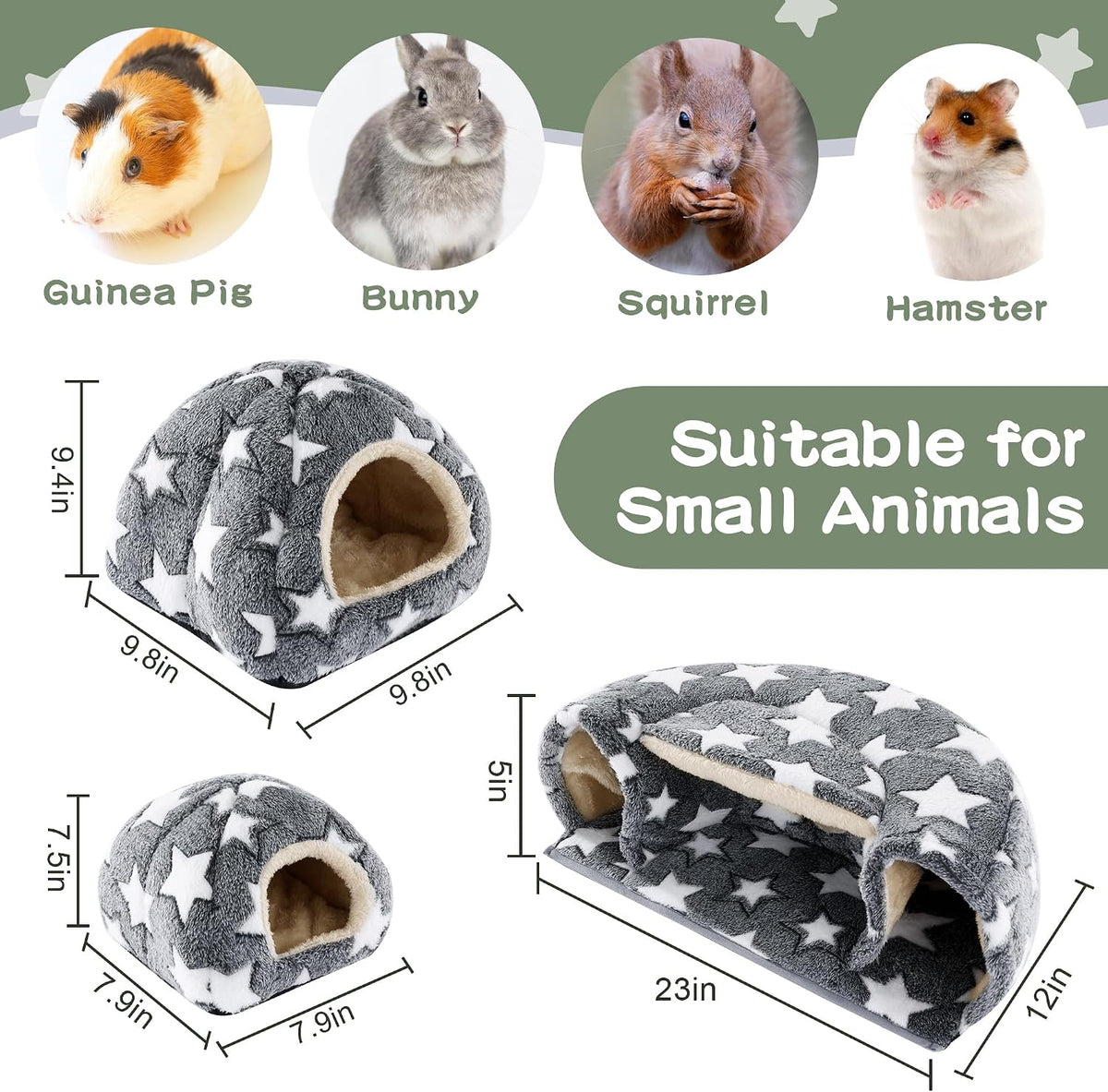 MABOZOO 3 Pack Guinea Pig House Accessories - Gray / L - image 2