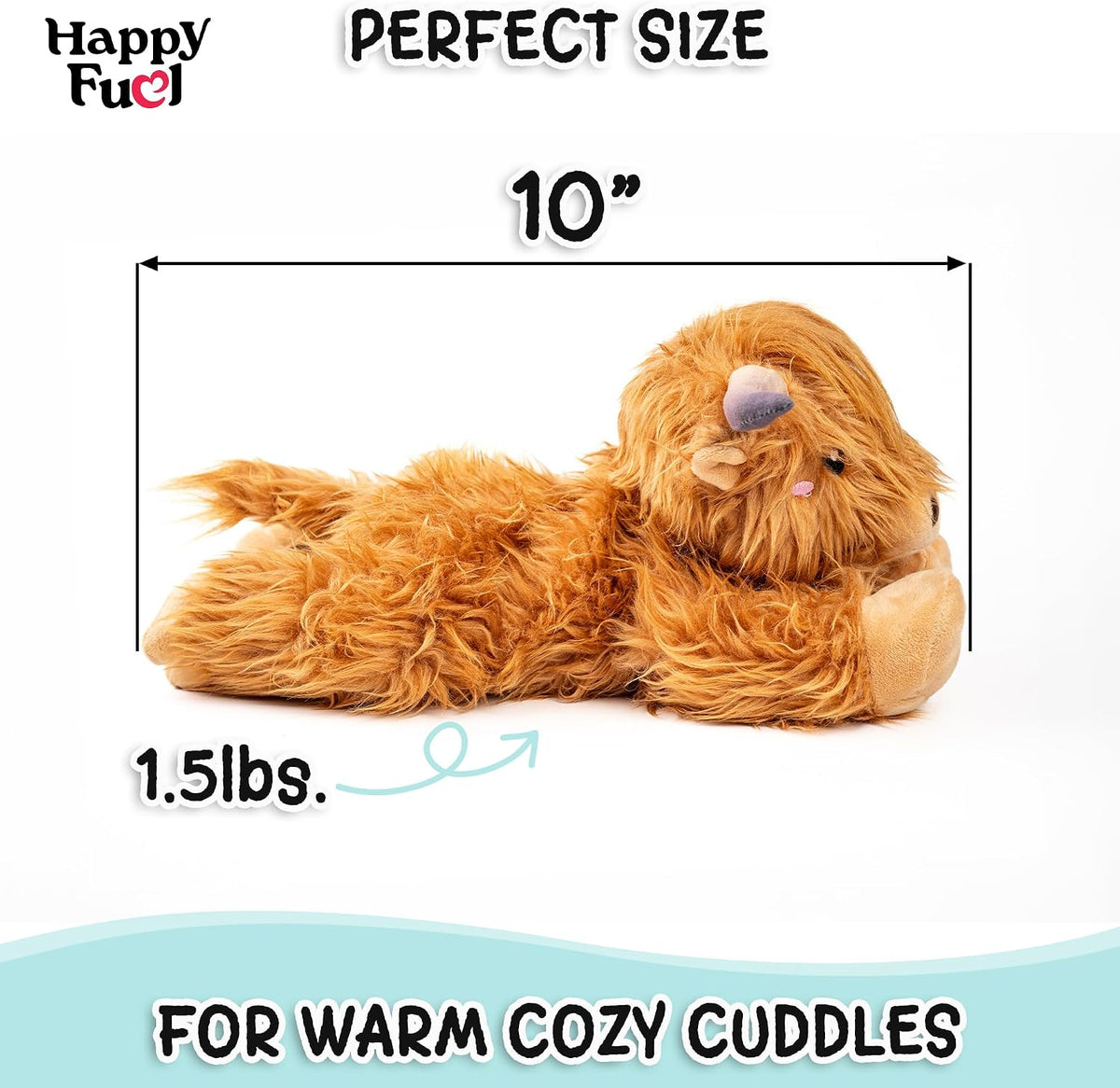 Bunny Microwavable & Weighted Stuffed Animals - Brown Highland Cow (Lying Down) - image 3
