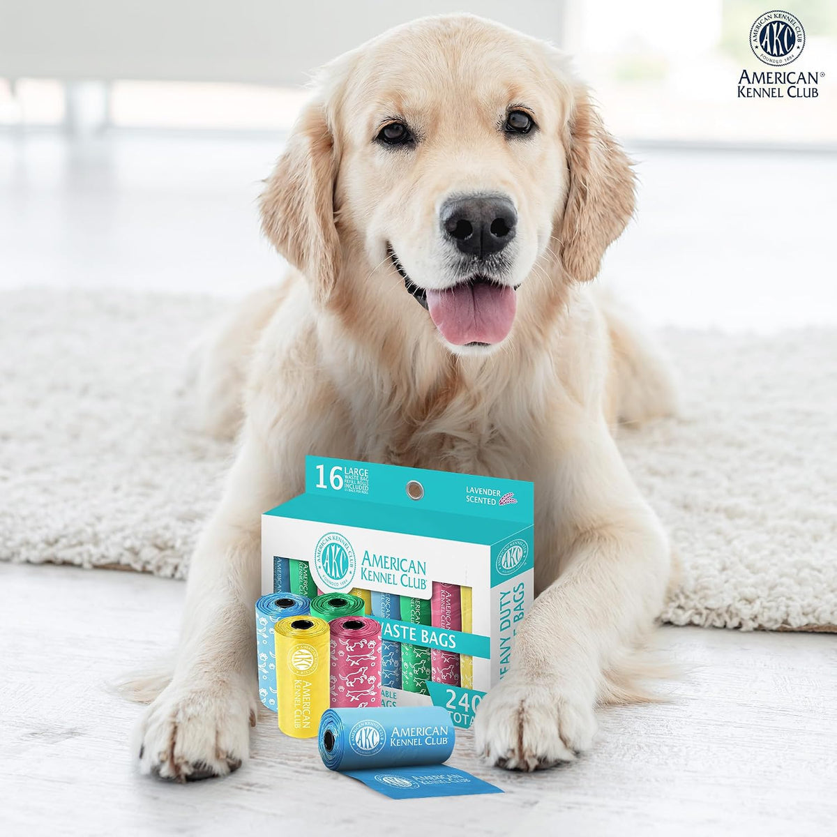 AKC Dog Poop Bags, 16 Rolls, Easy-Tear Bags, Assorted Colors - Lavender Scented / 240 Count - image 2