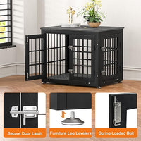 26 Inch Heavy Duty Dog Crate Furniture for Small Dogs, Decorative Pet House End Table, Wooden Cage Kennel Furniture Indoor, Gray