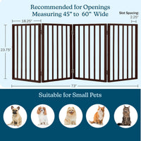 Pet Gate, 4-Panel Indoor Foldable Dog Fence for Stairs, Hallways - Brown / 4 Panel - image 3