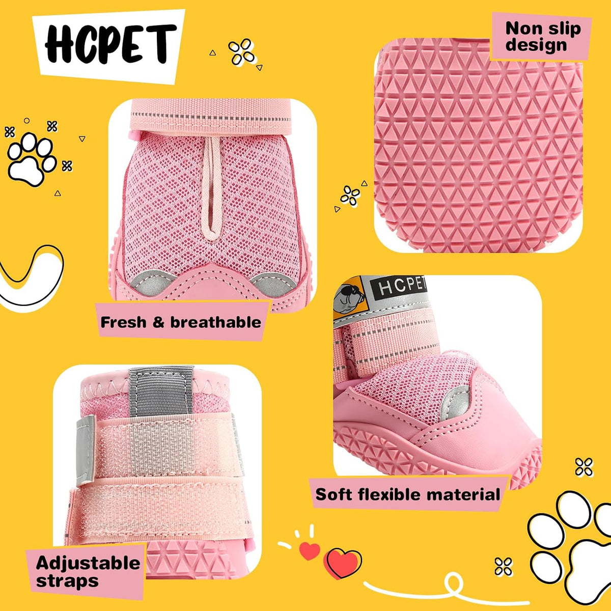Dog Boots Waterproof Dog Shoes for Medium Large Dogs - Pink / Width 1.77 in - image 2
