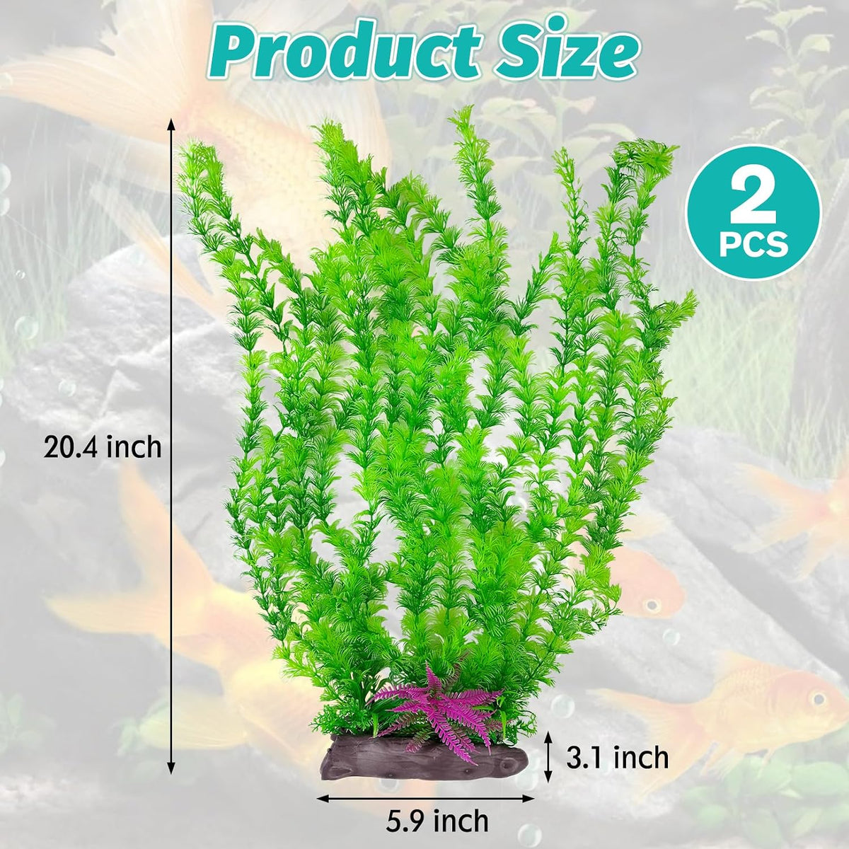 Aquarium Plastic Plants Extra Large Aquarium Plant 20.4-inch Tall - A*2 Pcs / 20.4 in - image 2