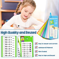 Anemeeoke 1-12 multiplication flash cards with dry erase markers and binder ring - view 9