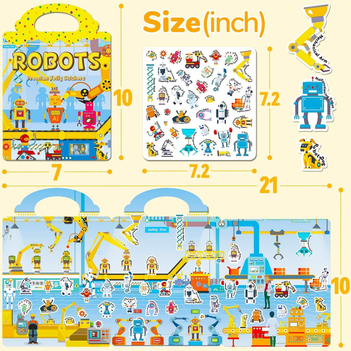 6 Sets Reusable Sticker Book for Toddlers 3-6 - Robot+Science+Desert - image 3