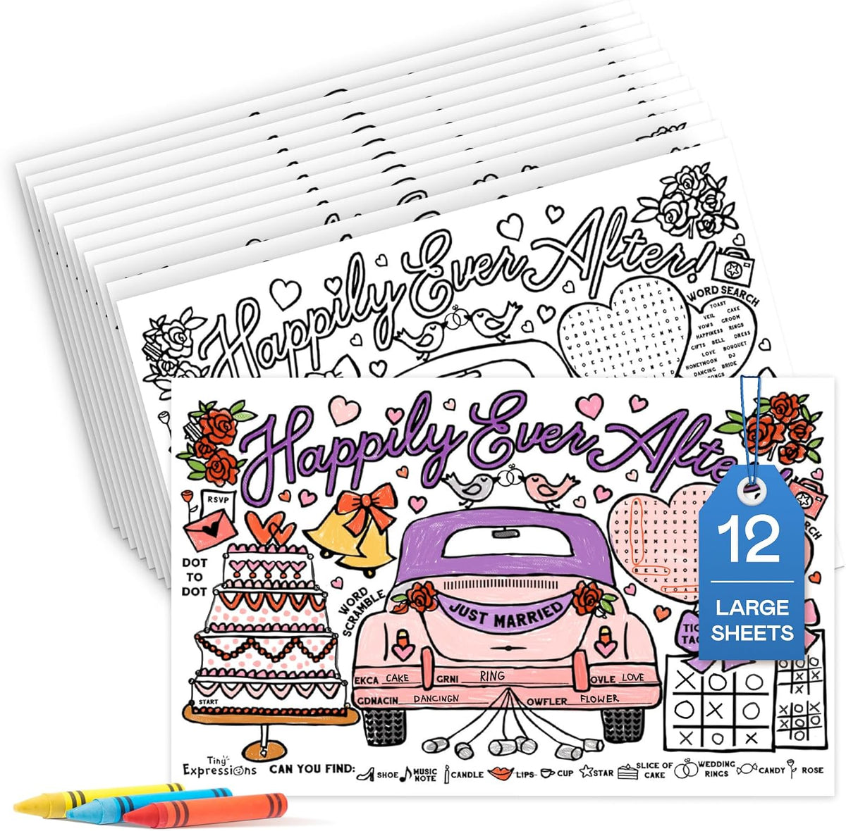 Tiny Expressions Thanksgiving coloring placemats set of 12 with turkey and activity games - view 2
