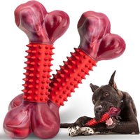 Tough Dog Toys for Aggressive Chewers: Beef Flavored Long Lasting Dog - 2 PC-Beef-Red