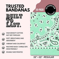 Premium Soft Cotton Bandanas Pack for Men and Women Paisley 22 x 22 - Pack of 10 Turquoise - image 2