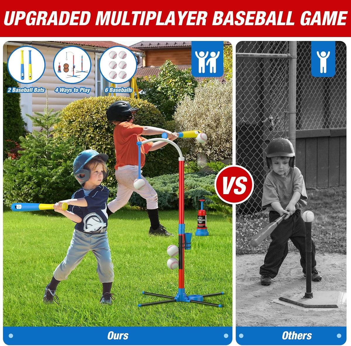 QDRAGON 4-in-1 T ball set for kids with bats, softballs, tee stand and catch paddles - view 5