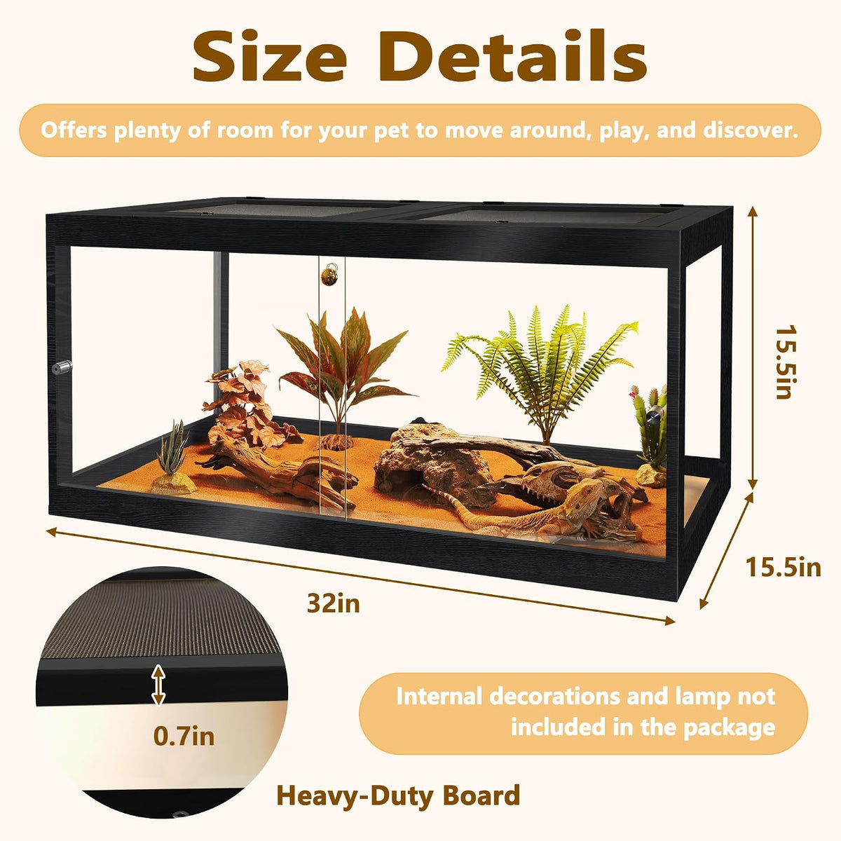 PROLEE Retile Tank, Bearded Dragon Tank - Black / 34 Gallons - image 3