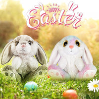 My OLi Bunny Stuffed Animal Pack of 2 Plush Rabbit 7in Stuffed Bunny with Floppy Ear Bedtime Friend Soft Toy Gifts for Girls Boys Kids, Gray & Rainbow