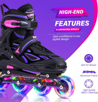 2PM SPORTS Adjustable Inline Skates for Kids, Youth and Adults - Violet & Magenta / X-Large - Adult (9.5-12Women/8-10.5Men) - image 3