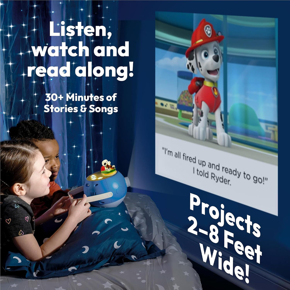 Kids Pink Book Projector, 5 Read Aloud Fairytale Stories - Paw Patrol Marshall, Owl & Projector - image 2
