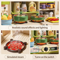 33.8IN Kids Kitchen Playset with Sound & Light - Green - image 4