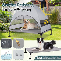 Elevated Outdoor Dog Bed with Canopy & Adjustable Feet - Larger Shade for Camping, Backyard & Patio