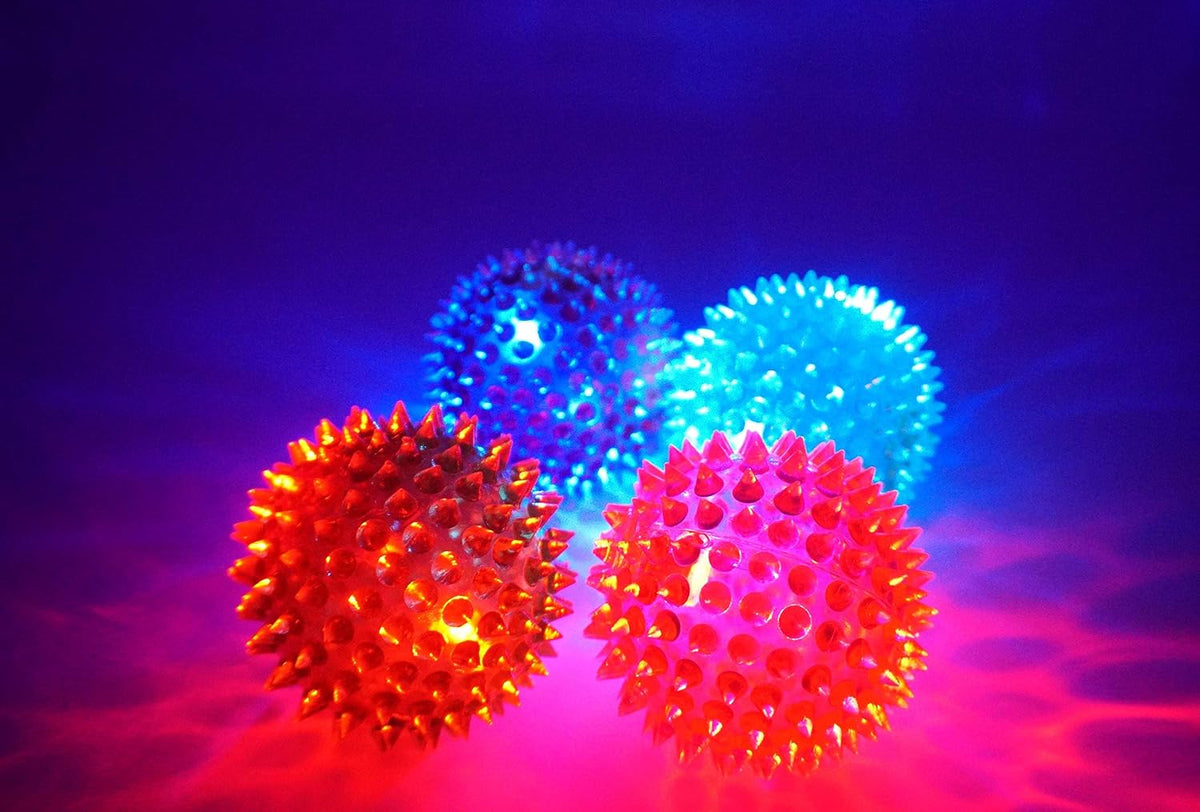 JA-RU Light Up Rubber Spike Balls Fidget Toy 695-4p – Fun for Kids & Family - Spike Balls / 8 Giant Balls - image 2