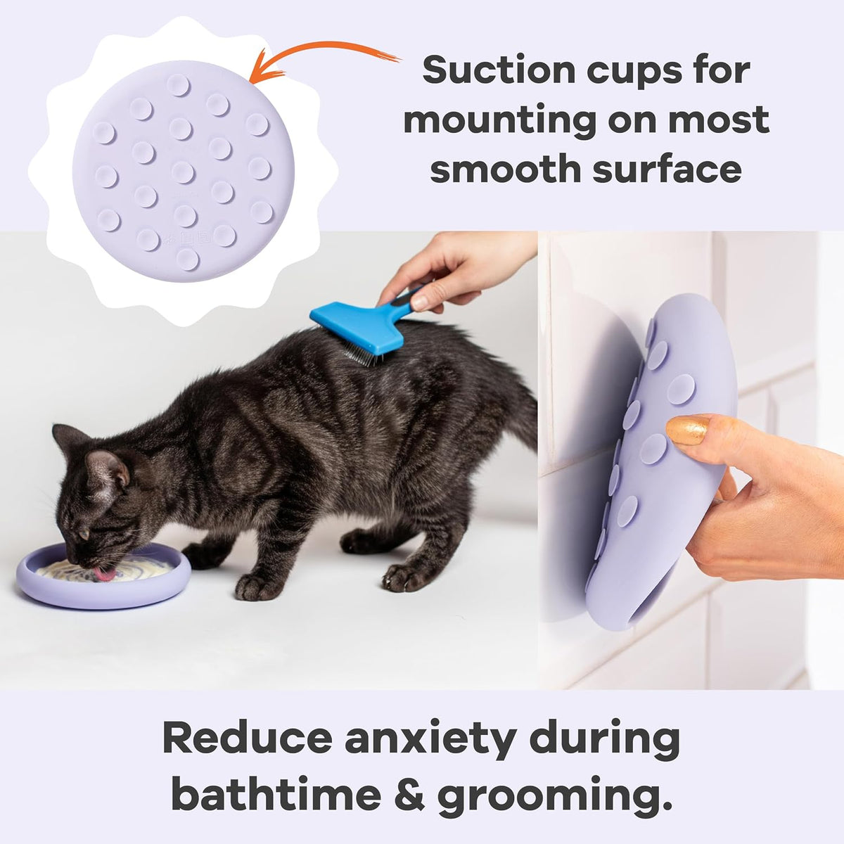 Lick Dish, Silicone Lick Mat + Slow Feeder for Cats & Small Dogs - Periwinkle / Small - image 3