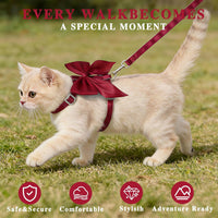 Tensho Pink Bow Cat Harness and Leash Set, Escape Proof - Red Bow / M - image 2