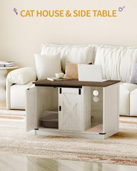 Hzuaneri Cat Litter Box Enclosure - 31.5"L x 19.7"W x 20.9"H / Rustic Brown and White - image 4