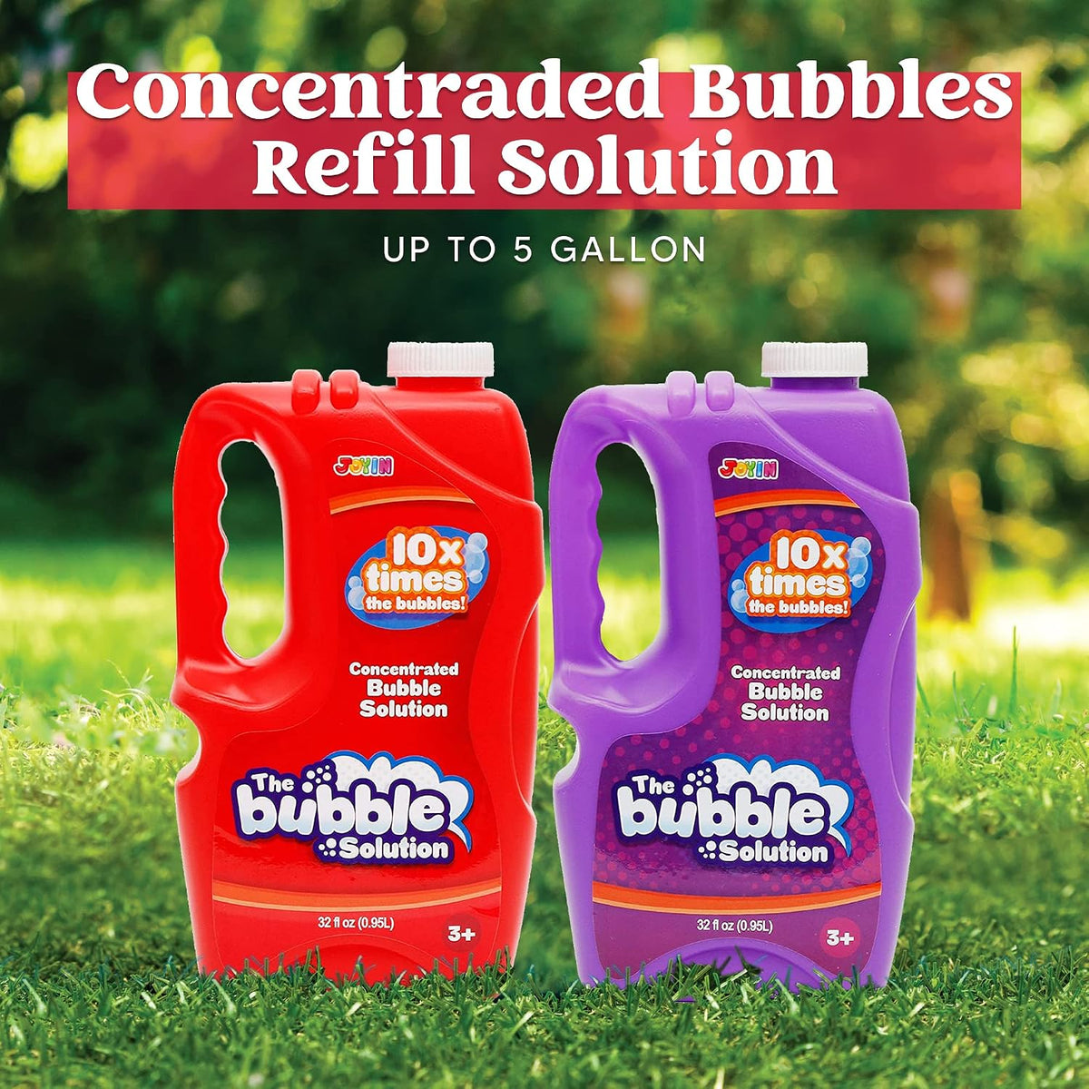 JOYIN 2 Bottles Bubbles Refill Solutions 64 oz - Red+purple / 64 Ounce - image 2