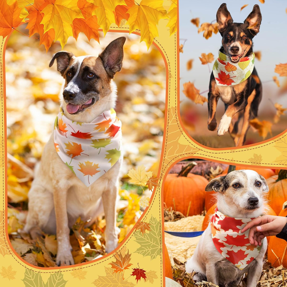 Chunful 100 Pcs Fall Dog Bandanas Bulk Maple Leaf Print Autumn Pet - Maple / 31.5 x 21.7 x 21.7" - image 4