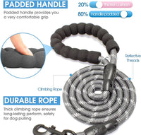 2/4/5/6 FT Dog Leash with Comfortable Padded Handle and Highly - 1/2'' x 6 FT / Grey - image 2
