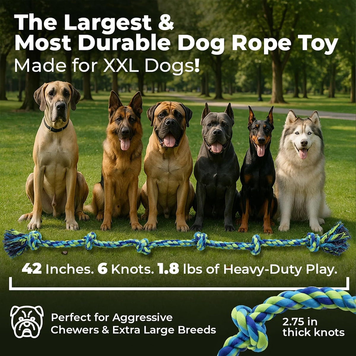 Pacific Pups Products Giant Dog Rope Toy - Neon / 1 Pack - image 3