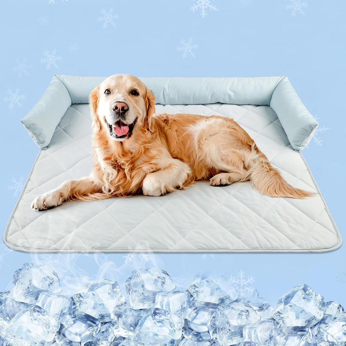 Dog Cooling Mat, Premium Lightweight Pet Cooling Blanket Bed Cover for Dogs, Cat, Puppies | Ice - Large / Cooling Mat+Pillow