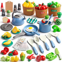 35Pcs Kids Kitchen Toy Accessories - Blue / 90Pcs