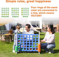 Height Adjustable Giant 4 Connect in a Row Game – Fun for Kids & Family - Blue/White - image 4