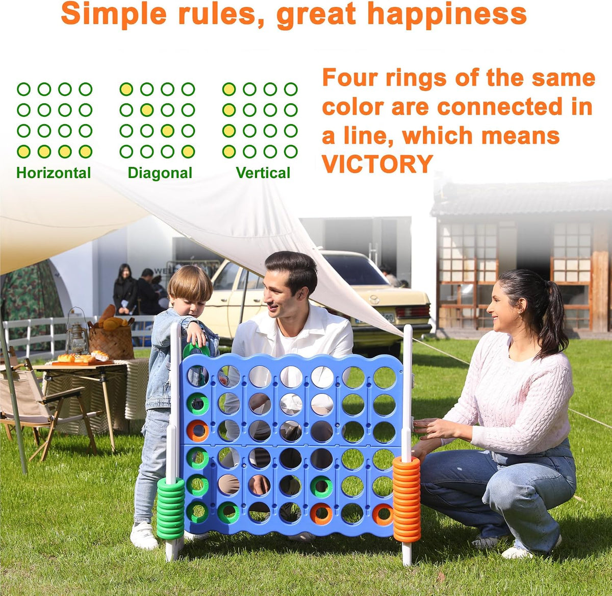 Height Adjustable Giant 4 Connect in a Row Game – Fun for Kids & Family - Blue/White - image 4