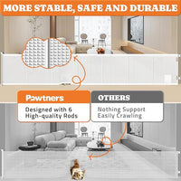 Pawtners Retractable Baby Gates Extra Wide, 41" Tall Extends up to 120" Wide, Dog Gate Indoor with Cat Door for Stairs, Pet Gate with Support Rods for Doorways Hallways Indoor & Outdoor-White