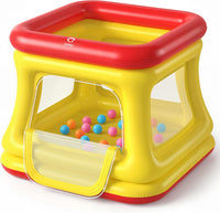 QPAU 3-in-1 Inflatable Bounce House with Pump for Toddlers 1-3 – Fun for Kids & Family - Red & Yellow