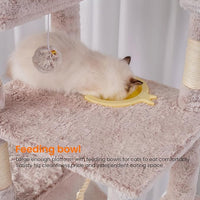 Heybly Tall Cat Tree, 78-inch Multi-Level Cat Tower for Indoor Cats, 2 Widened Plush Perches Cat Condo with Scratching Board and Big Caves, Muchroom HCT033MU