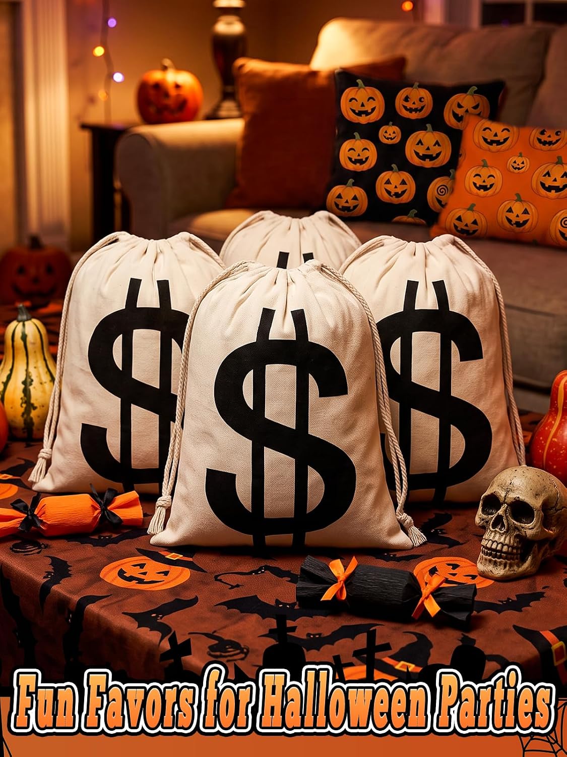 Apipi 4 Pack 6.7" W × 9" H Canvas Money Bags - L-11 x 15 in - image 4