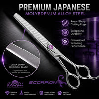 Kenchii Scorpion Dog Grooming Scissors 7in Curved - 46T - image 2