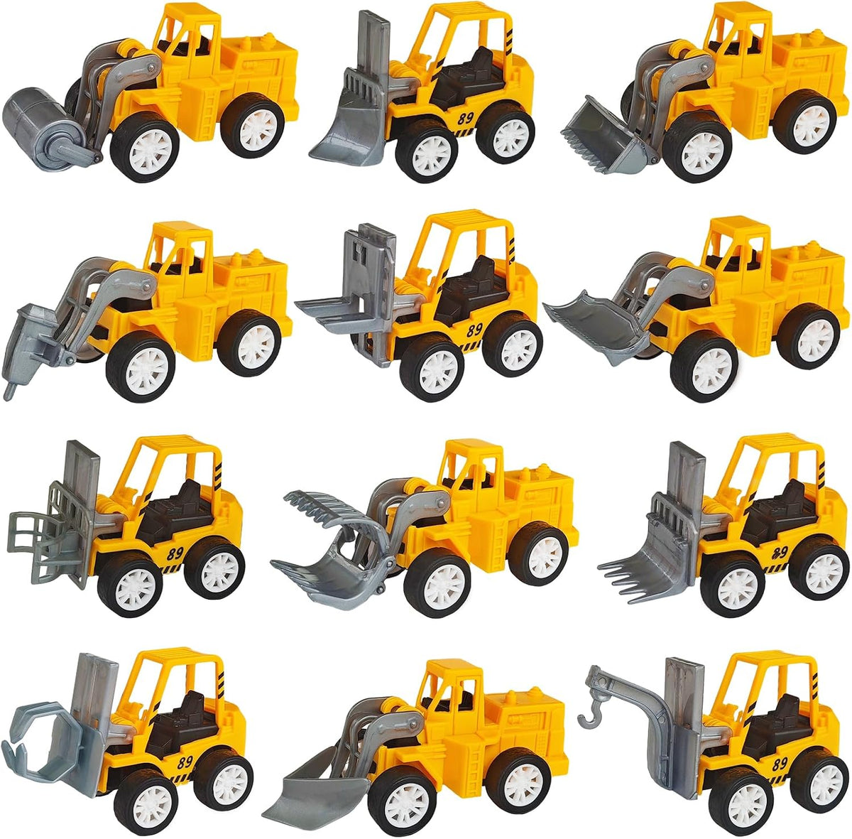 OJYUDD 24 mini pull back construction vehicles in yellow and black - view 2