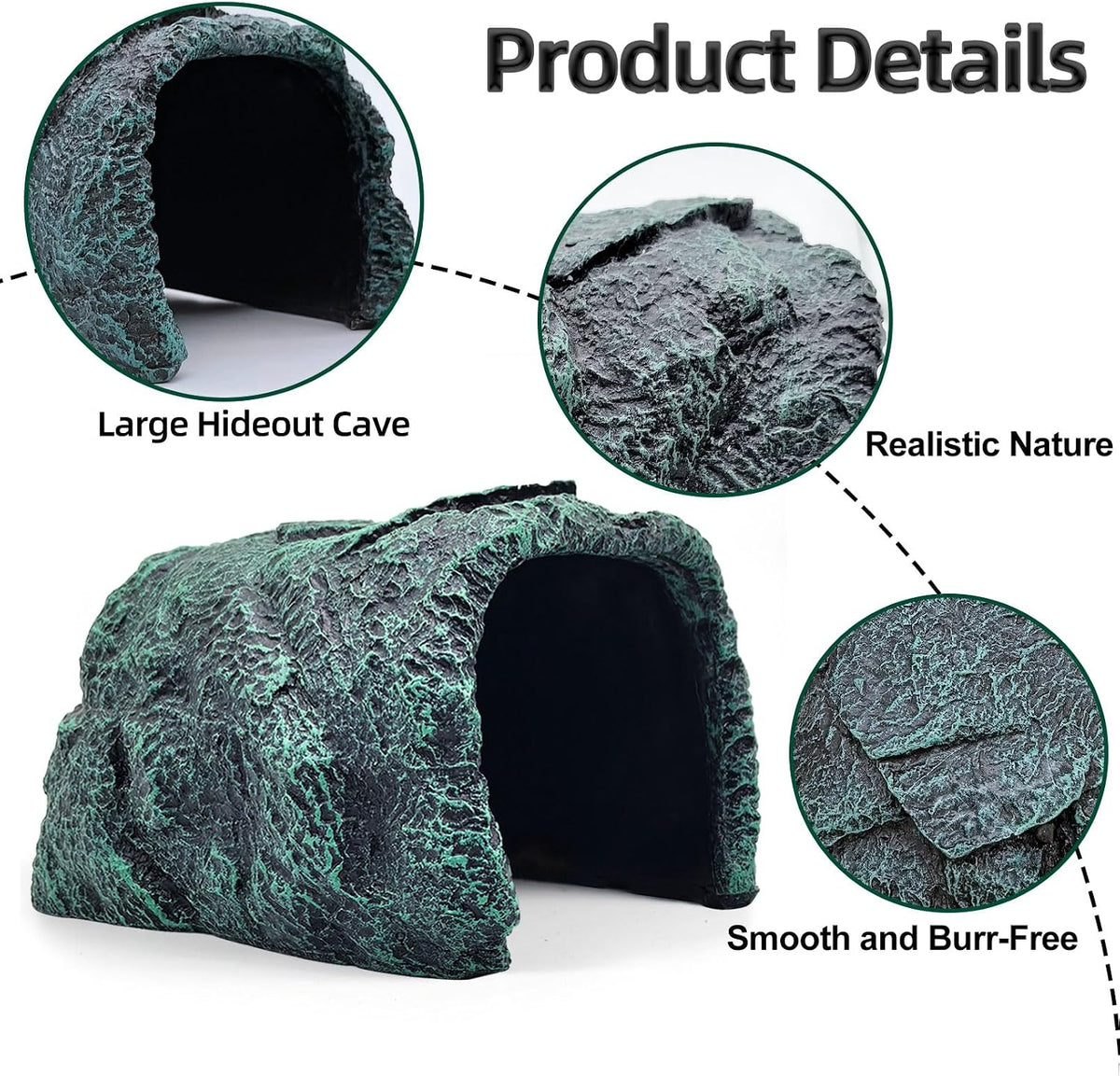 BNOSDM Reptile Hideout, Tortoise Hide Cave, Resin Rock - XL-7.87x5.12x4.33inches - image 3