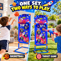 EagleStone space shooting target game with 2 air guns, foam balls and basketball hoop - view 3