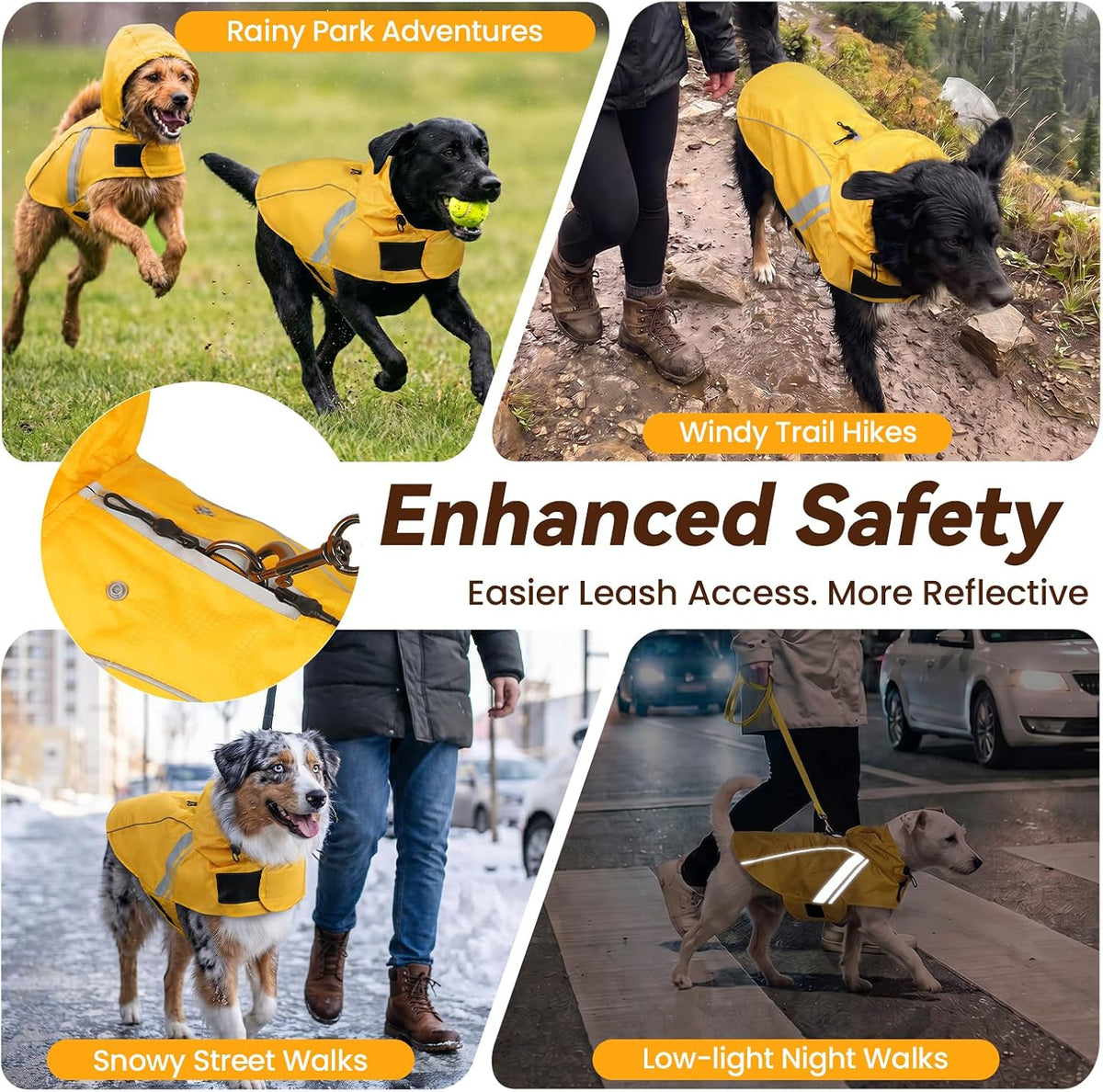 VIVAGLORY Dog Raincoat Wetoff Dog Rain Coat, XS - Yellow / L (26"-30" chest girth) - image 3