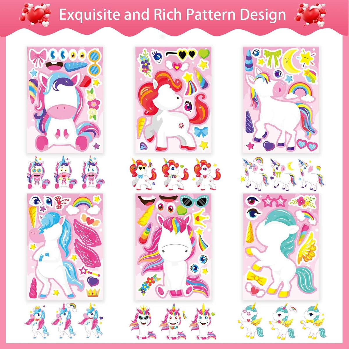 48PCS Halloween Make-a-face Stickers Halloween Characters Stickers - Unicorn - image 4