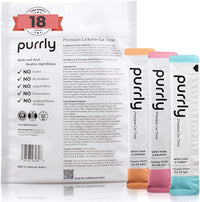 Purrly Cat Treat Snack Wet Lickable Low Calorie Healthy Grain-Free Tuna Variety Packs (18 Count) Squeezable Creamy Purée with Human-Grade Proteins and Functional Nutrients No-Artificial-Additives