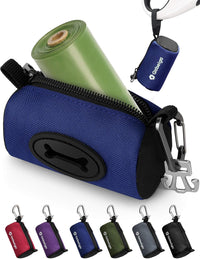 Gobeigo Dog Poop Bag Holder with Used Bag Carrier – Essentials for Dogs - Navy Blue