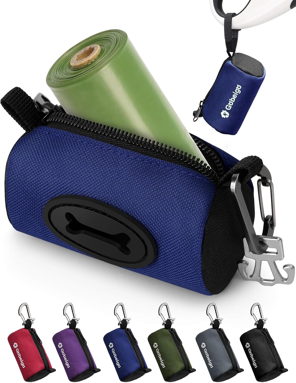 Gobeigo Dog Poop Bag Holder with Used Bag Carrier – Essentials for Dogs - Navy Blue
