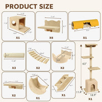 Cat Wall Shelves, 9-in-1 Wood Cat Wall Furniture Set, Burlywood – Essentials for Cats - Beige / 26 Piece Set - image 2