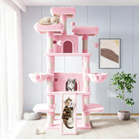 Allewie 68 Inches Cat Tree/House and Towers for Big Feline/Scratching - 82 in / Pink - image 2
