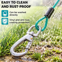 Tie Out Cable for Dogs, 50FT Dog Leads for Yard Chew Proof, Heavy Duty Leash for Large Dogs Up - 125lbs / 30ft / Ice Blue - image 2