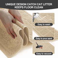 Cat Litter Box Mat, 47" x 35" Large Waterproof Litter Trapping Mat – Daily Care for Cats - Beige / X-Large（35" x 24" ) - image 4